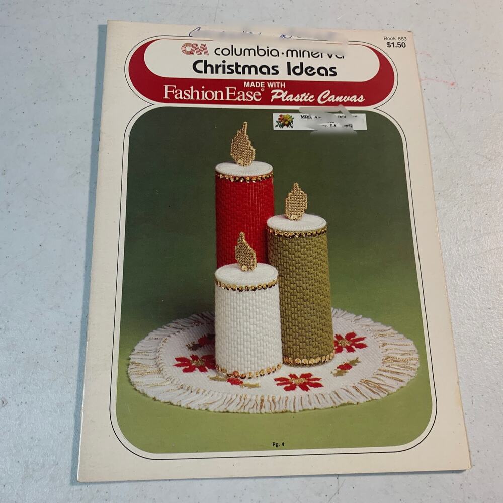 vintage craft book Christmas Ideas Plastic Canvas 663 decor Columbia Minerva